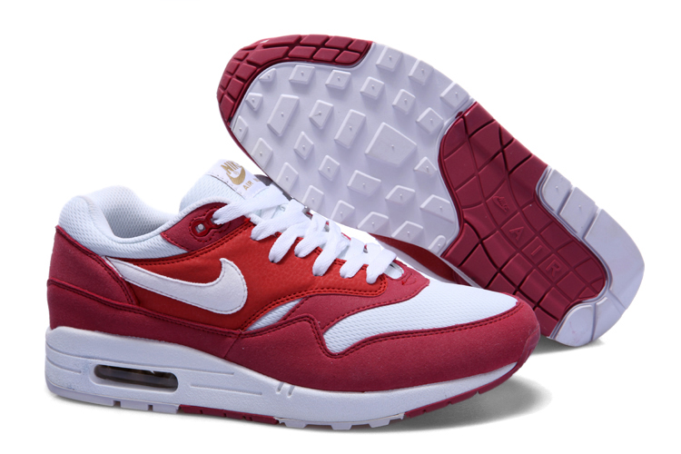 Mens Nike Air Max 87 Red White Running Shoes - Click Image to Close